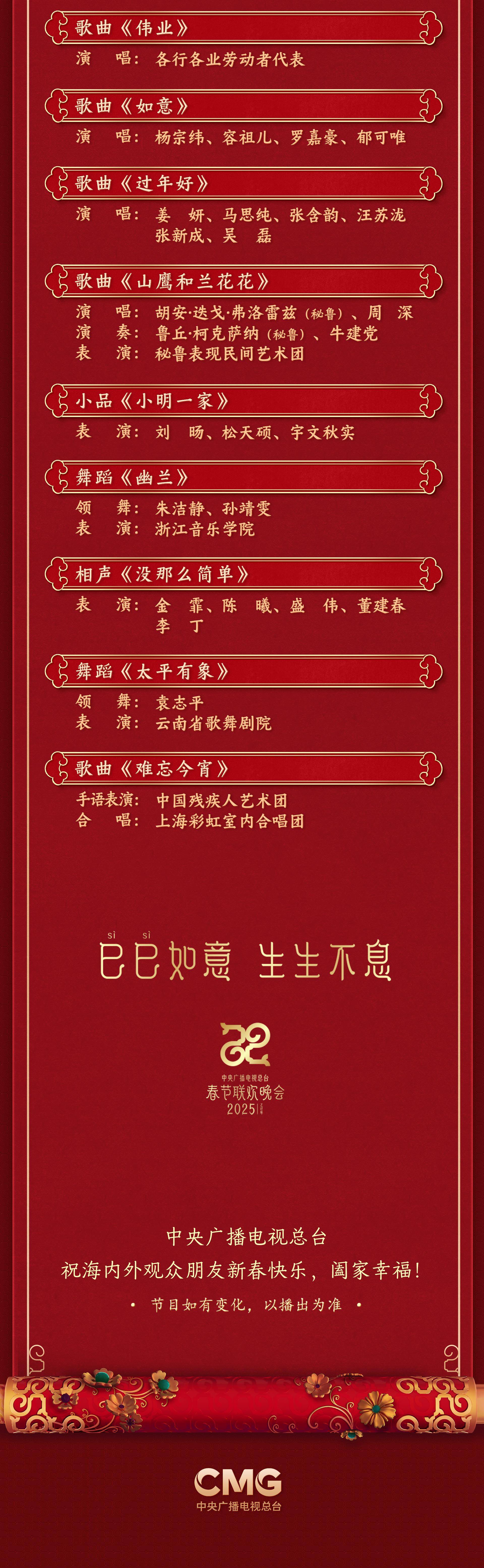 皇冠信用网账号注册_官宣皇冠信用网账号注册！中央广播电视总台《2025年春节联欢晚会》节目单发布